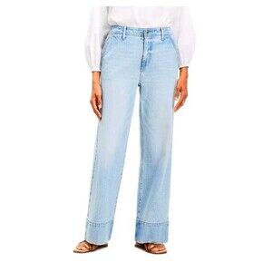 Loft Curvy High Rise Wide Leg Jeans in Vintage Light Indigo Wash 31 X 12